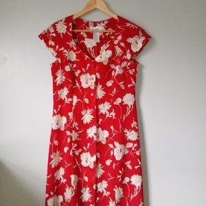 Clues Collection Vintage Red Hawaiian Style Dress